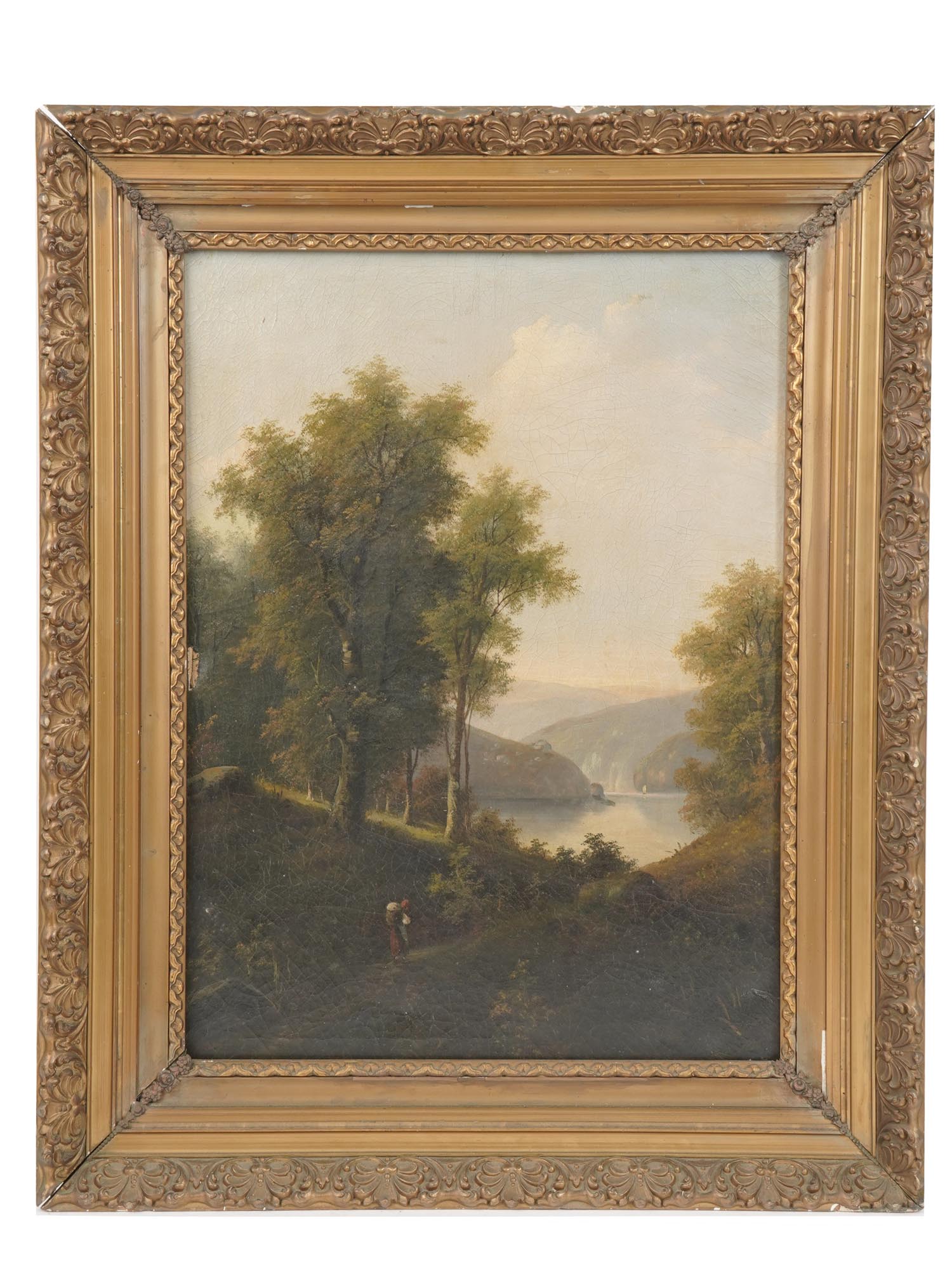 ANTIQUE 19TH CENT PYRENEAN LANDSCAPE OIL PAINTING PIC-0